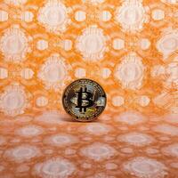 Closeup of a Bitcoin with a Unique Backdrop photo