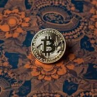 Closeup of a Bitcoin with a Unique Backdrop photo