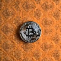 Closeup of a Bitcoin with a Unique Backdrop photo