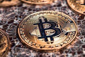 Closeup of a Bitcoin with a Unique Backdrop photo