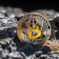 Closeup of a Bitcoin with a Unique Backdrop photo