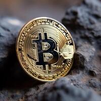 Closeup of a Bitcoin with a Unique Backdrop photo