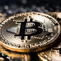 Closeup of a Bitcoin with a Unique Backdrop photo