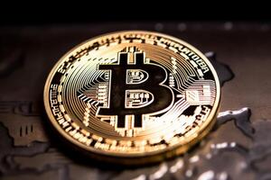 Closeup of a Bitcoin with a Unique Backdrop photo