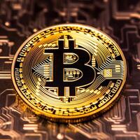 Closeup of a Bitcoin with a Unique Backdrop photo