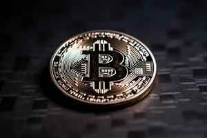 Closeup of a Bitcoin with a Unique Backdrop photo