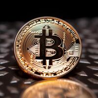 Closeup of a Bitcoin with a Unique Backdrop photo