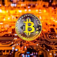 Closeup of a Bitcoin with a Unique Backdrop photo