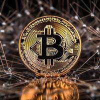 Closeup of a Bitcoin with a Unique Backdrop photo
