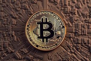 Closeup of a Bitcoin with a Unique Backdrop photo