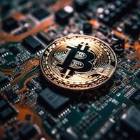 Closeup of a Bitcoin with a Unique Backdrop photo