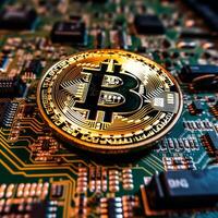 Closeup of a Bitcoin with a Unique Backdrop photo