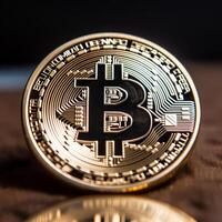 Closeup of a Bitcoin with a Unique Backdrop photo