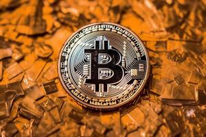 Closeup of a Bitcoin with a Unique Backdrop photo