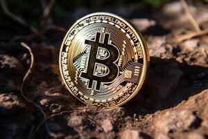 Closeup of a Bitcoin with a Unique Backdrop photo