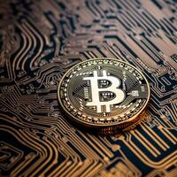 Closeup of a Bitcoin with a Unique Backdrop photo