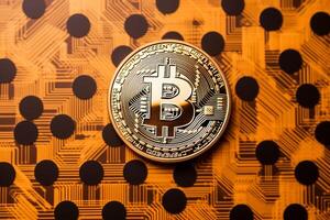 Closeup of a Bitcoin with a Unique Backdrop photo