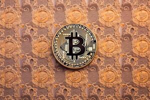 Closeup of a Bitcoin with a Unique Backdrop photo