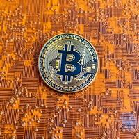 Closeup of a Bitcoin with a Unique Backdrop Generative AI photo