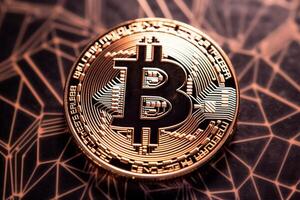 Closeup of a Bitcoin with a Unique Backdrop photo
