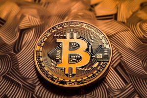Closeup of a Bitcoin with a Unique Backdrop photo