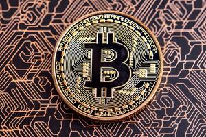 Closeup of a Bitcoin with a Unique Backdrop photo