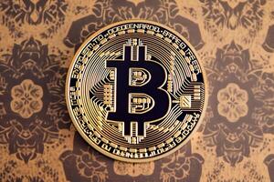 Closeup of a Bitcoin with a Unique Backdrop photo