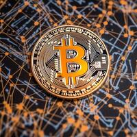 Closeup of a Bitcoin with a Unique Backdrop photo