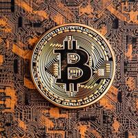 Closeup of a Bitcoin with a Unique Backdrop photo