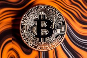 Closeup of a Bitcoin with a Unique Backdrop Generative AI photo