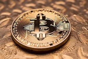 Closeup of a Bitcoin with a Unique Backdrop photo