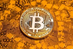 Closeup of a Bitcoin with a Unique Backdrop photo