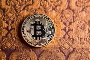 Closeup of a Bitcoin with a Unique Backdrop photo