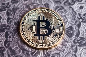 Closeup of a Bitcoin with a Unique Backdrop photo