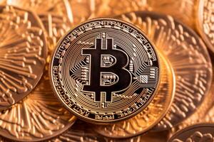 Closeup of a Bitcoin with a Unique Backdrop photo
