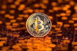 Closeup of a Bitcoin with a Unique Backdrop photo