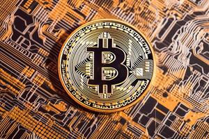 Closeup of a Bitcoin with a Unique Backdrop photo