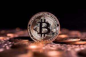 Closeup of a Bitcoin with a Unique Backdrop photo