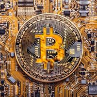 Closeup of a Bitcoin with a Unique Backdrop photo