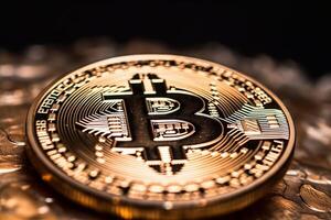 Closeup of a Bitcoin with a Unique Backdrop photo