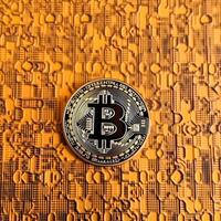 Closeup of a Bitcoin with a Unique Backdrop photo