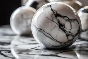 Closeup of a Smooth Marble Granite Ball Generative AI photo