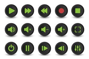 Media player button icons set. Multimedia symbols isolated vector illustration