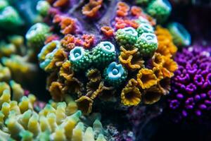 de cerca de un submarino coral arrecife generativo ai foto