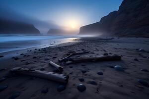Dark Foggy Beachscape photo