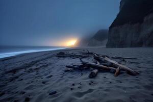 Dark Foggy Beachscape photo