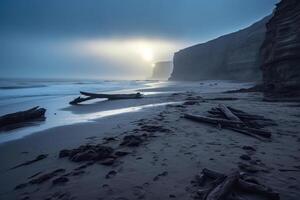 Dark Foggy Beachscape photo