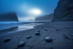 oscuro brumoso paisaje de playa generativo ai foto