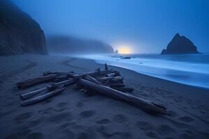 oscuro brumoso paisaje de playa generativo ai foto