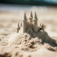 Detailed Sandcastle on a Beach Generative AI photo